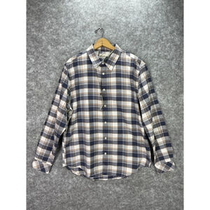 California Shirt Co. Shirt Mens Large Navy Plaid Oxford Button Up Long Sleeve